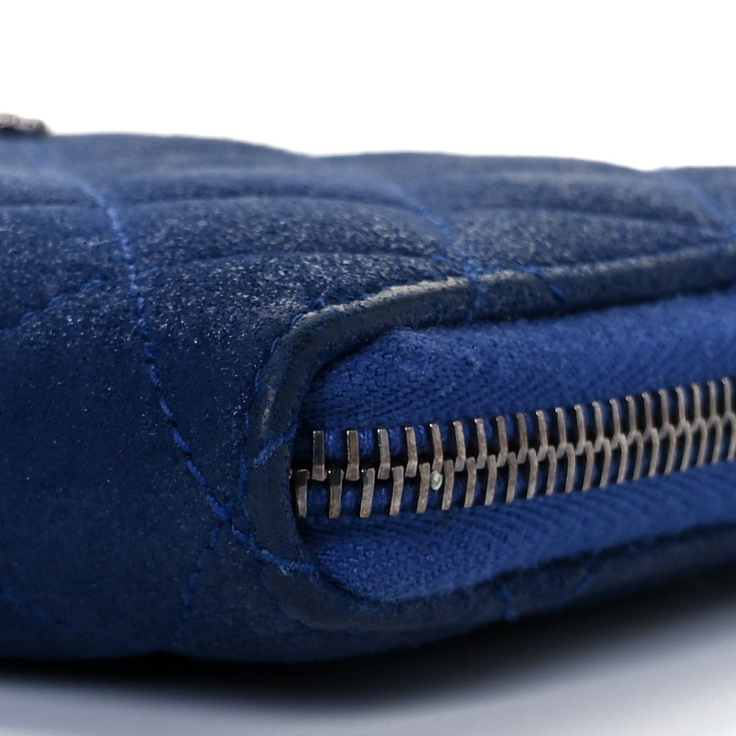 Chanel Iridescent Calfskin Quilted Long Zip Around Wallet Blue 9 of 11