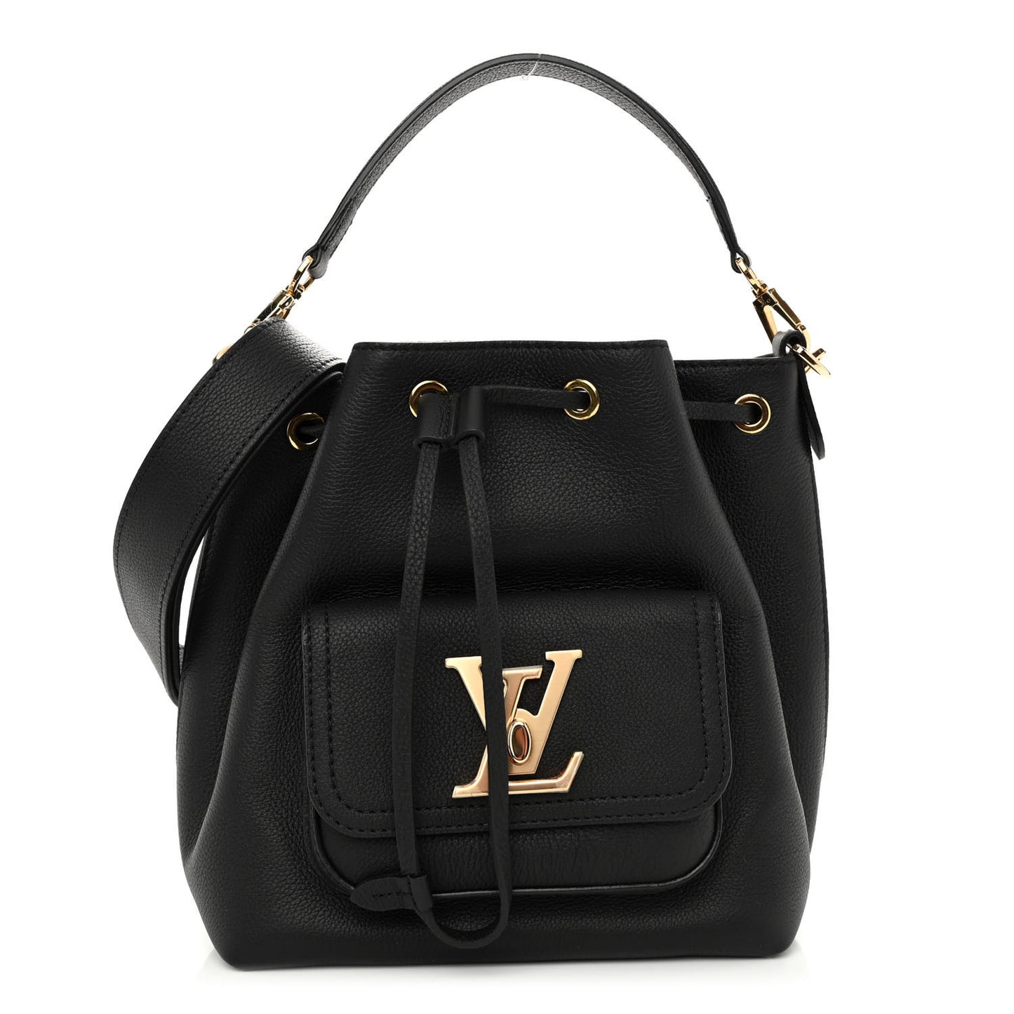 Calfskin Lockme Bucket MM Black