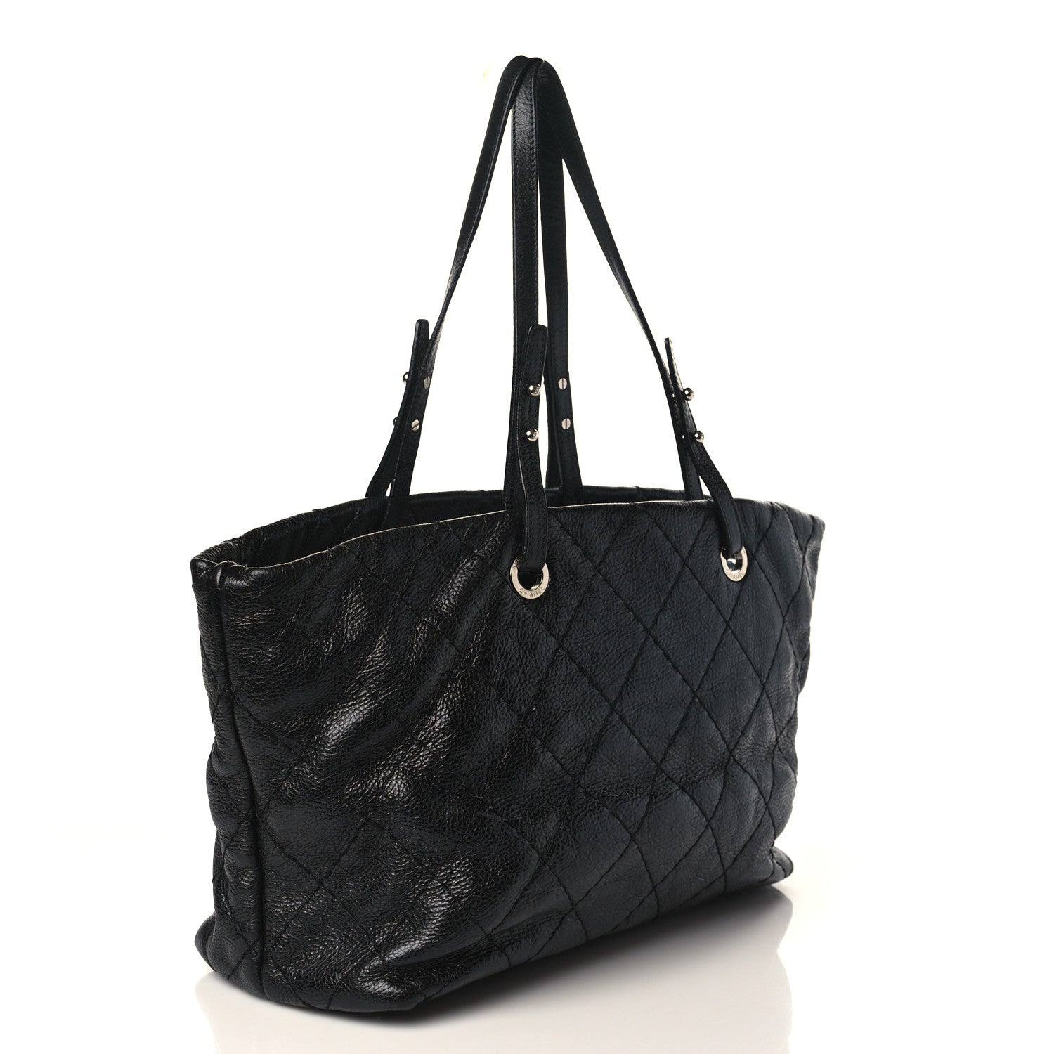 Chanel Glazed Calfskin Large On The Road Tote Black 3 of 9