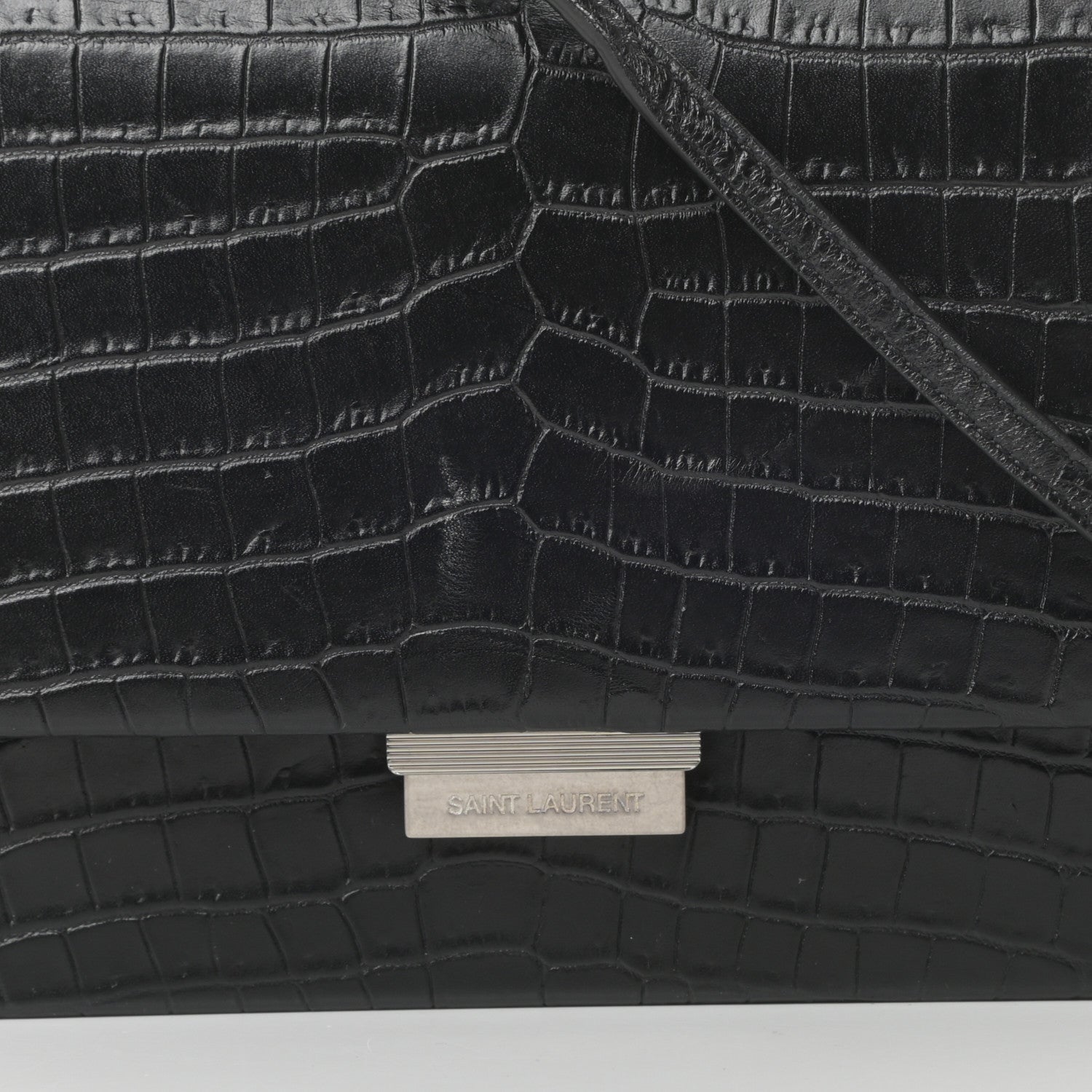 Saint Laurent Calfskin Crocodile Embossed Small Babylone Black 8 of 12