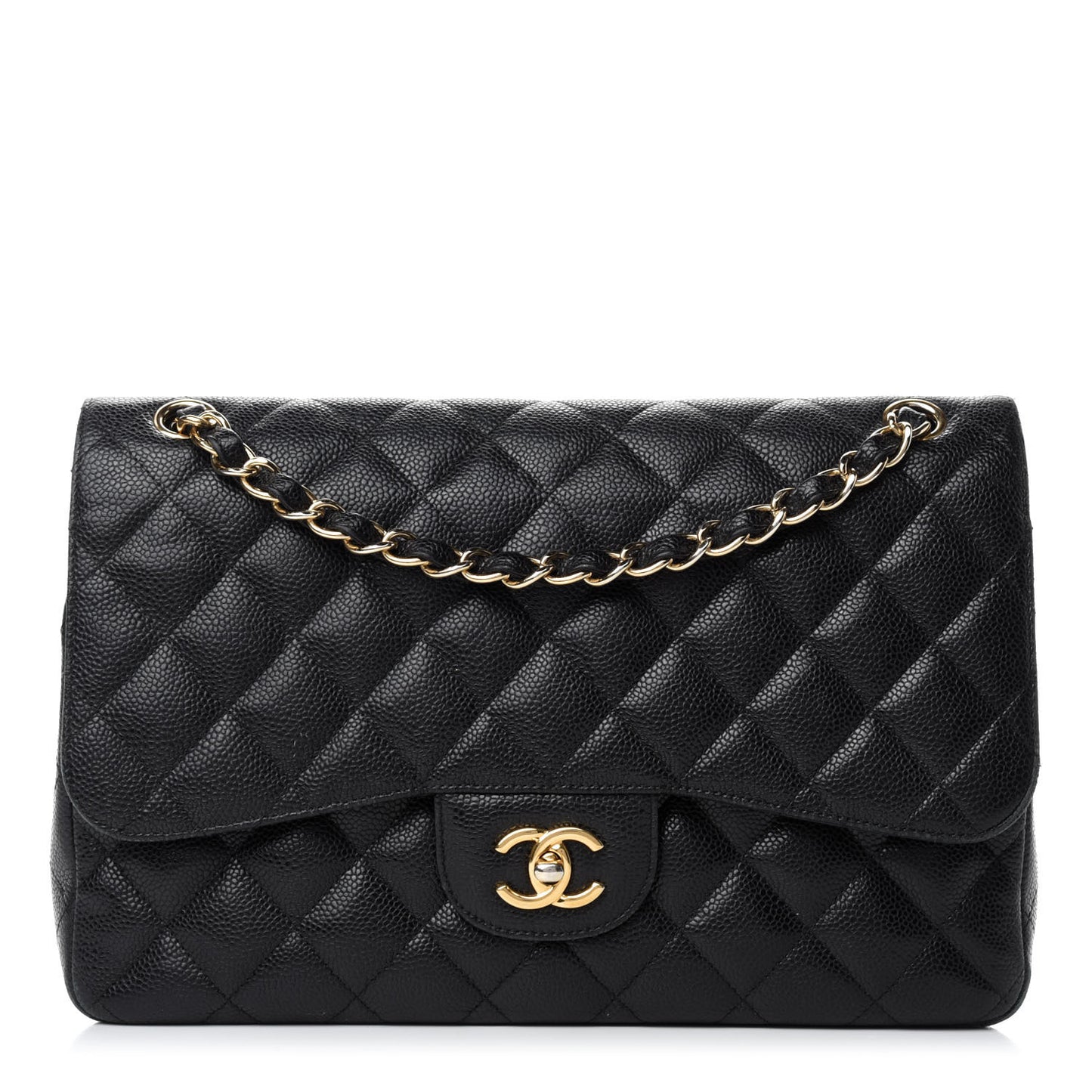 Caviar Quilted Jumbo Double Flap Black