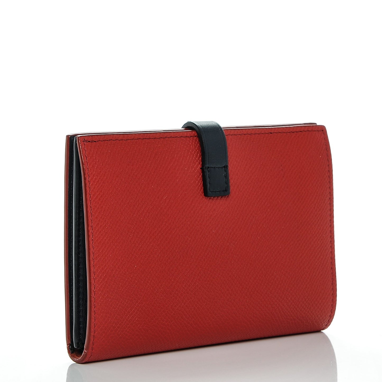 Grained Calfskin Medium Multifunction Strap Wallet Coquelicot