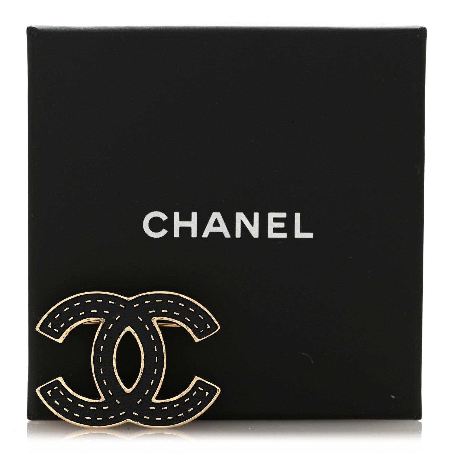 Chanel Metal Enamel CC Brooch Gold Black 4 of 4