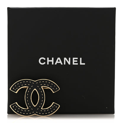 Chanel Metal Enamel CC Brooch Gold Black 4 of 4