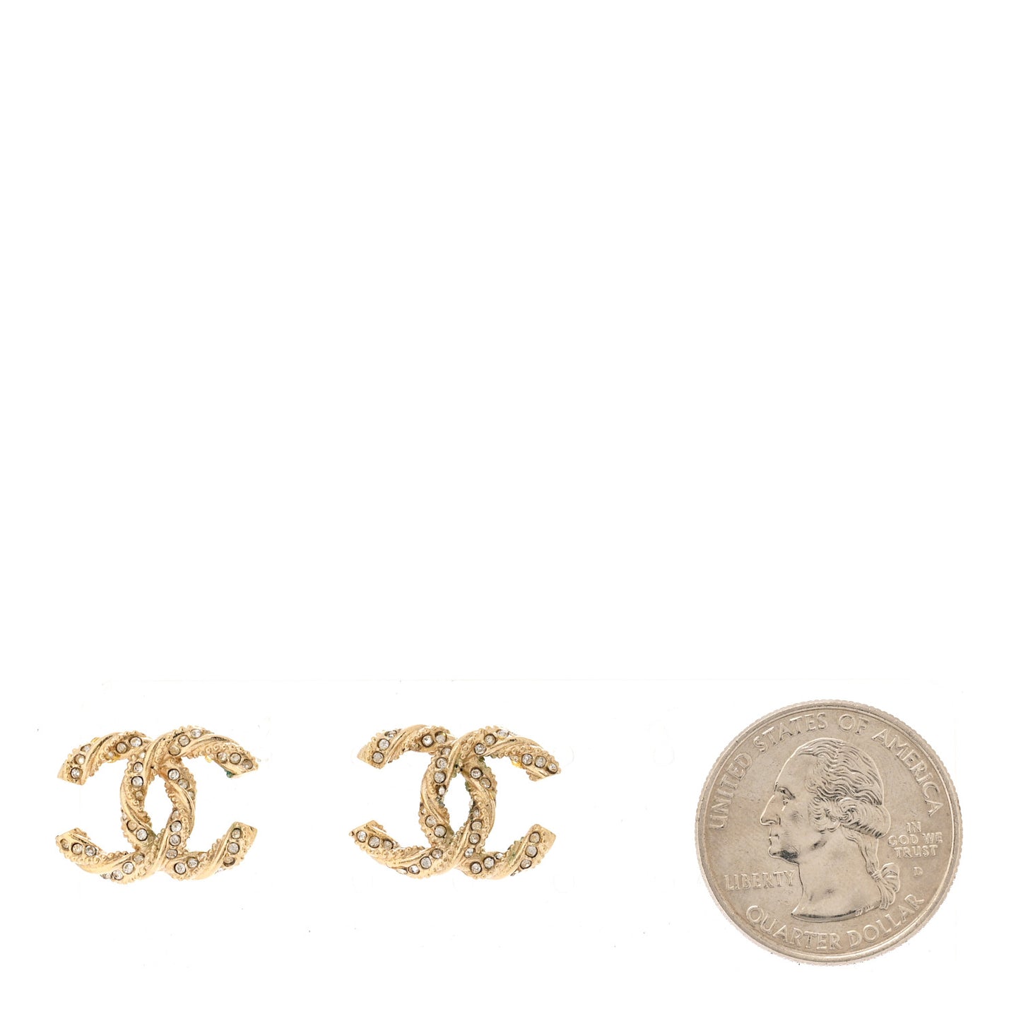 Crystal Twisted CC Earrings Gold