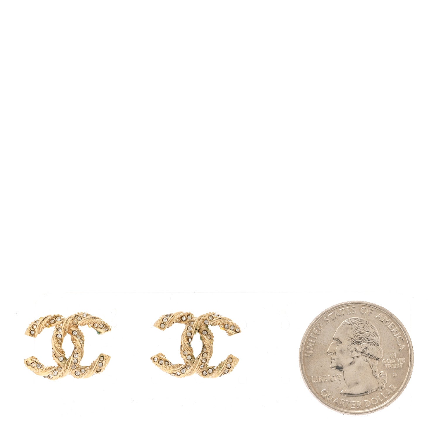 Chanel Crystal Twisted CC Earrings Gold 2 of 6