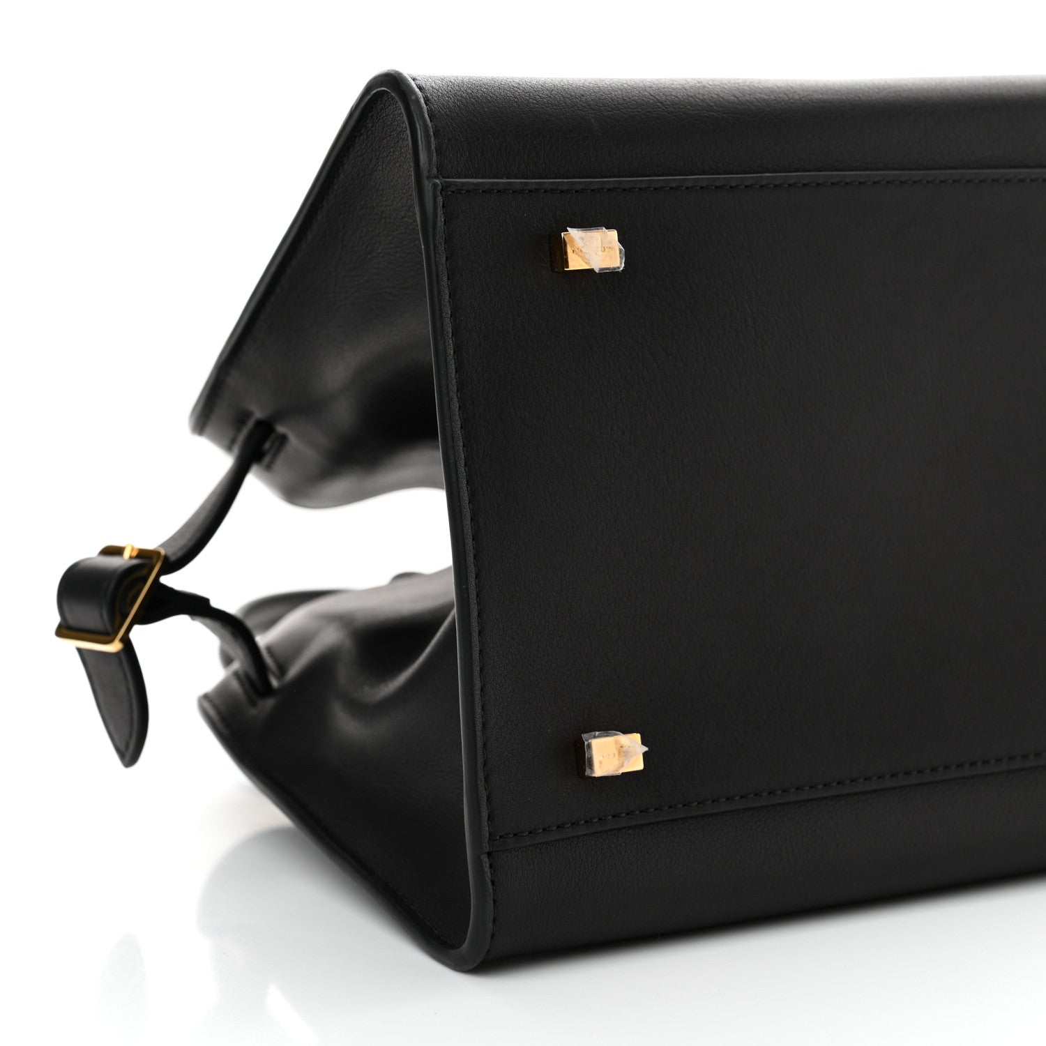 The Row Polished Saddle Calfskin Soft Margaux 10 Bag Black 8 of 9