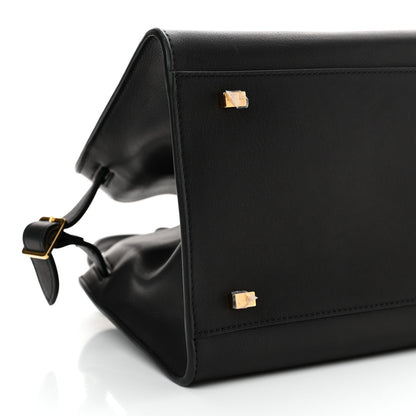 The Row Polished Saddle Calfskin Soft Margaux 10 Bag Black 8 of 9