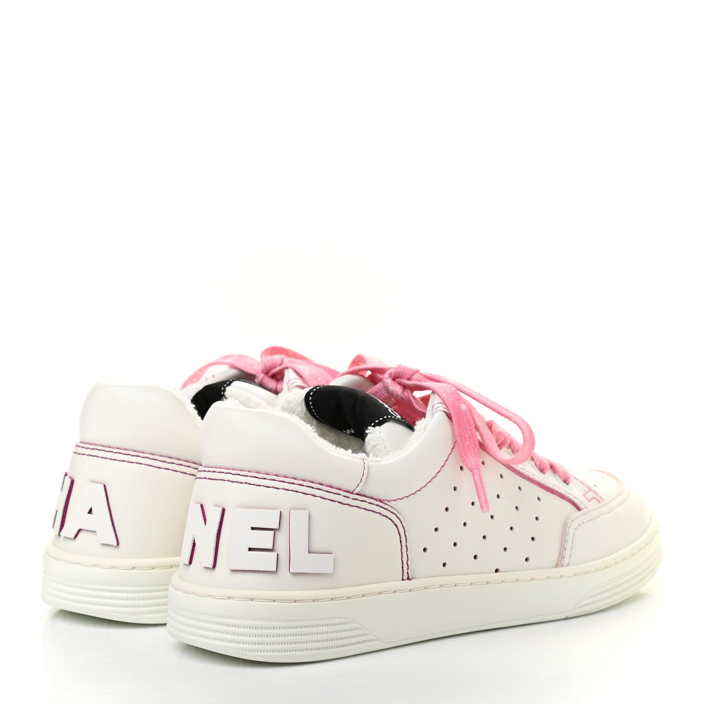 Calfskin Womens Logo Sneakers 36 White Pink