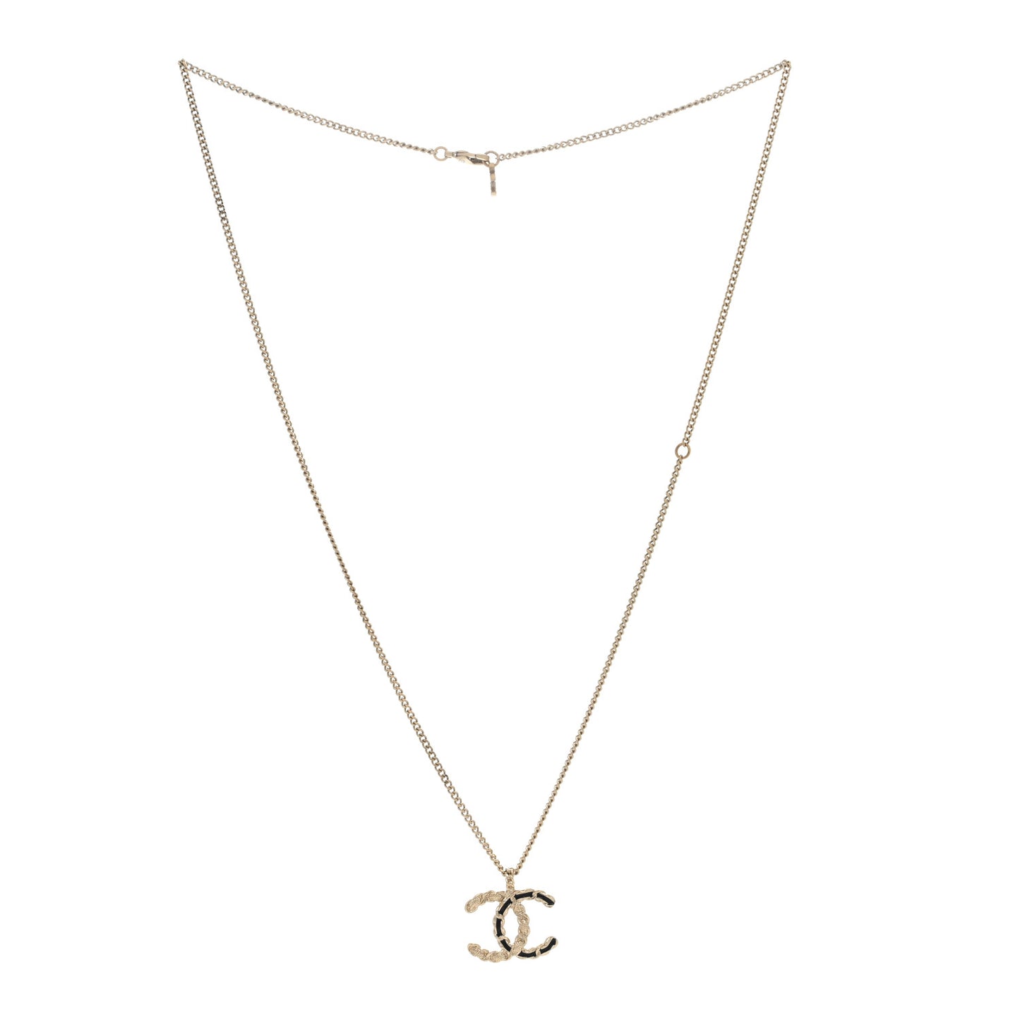 Enamel Metal Chain French New Wave CC Necklace Black Gold