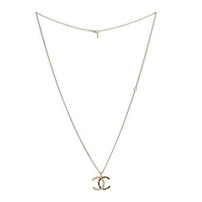 Chanel Enamel Metal Chain French New Wave CC Necklace Black Gold 2 of 3