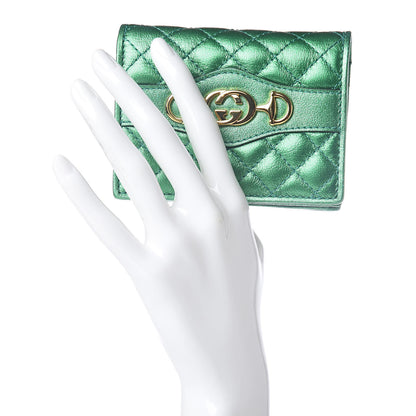 Gucci Laminated Nappa Trapuntata Zumi Card Case Jasmine Green 2 of 6