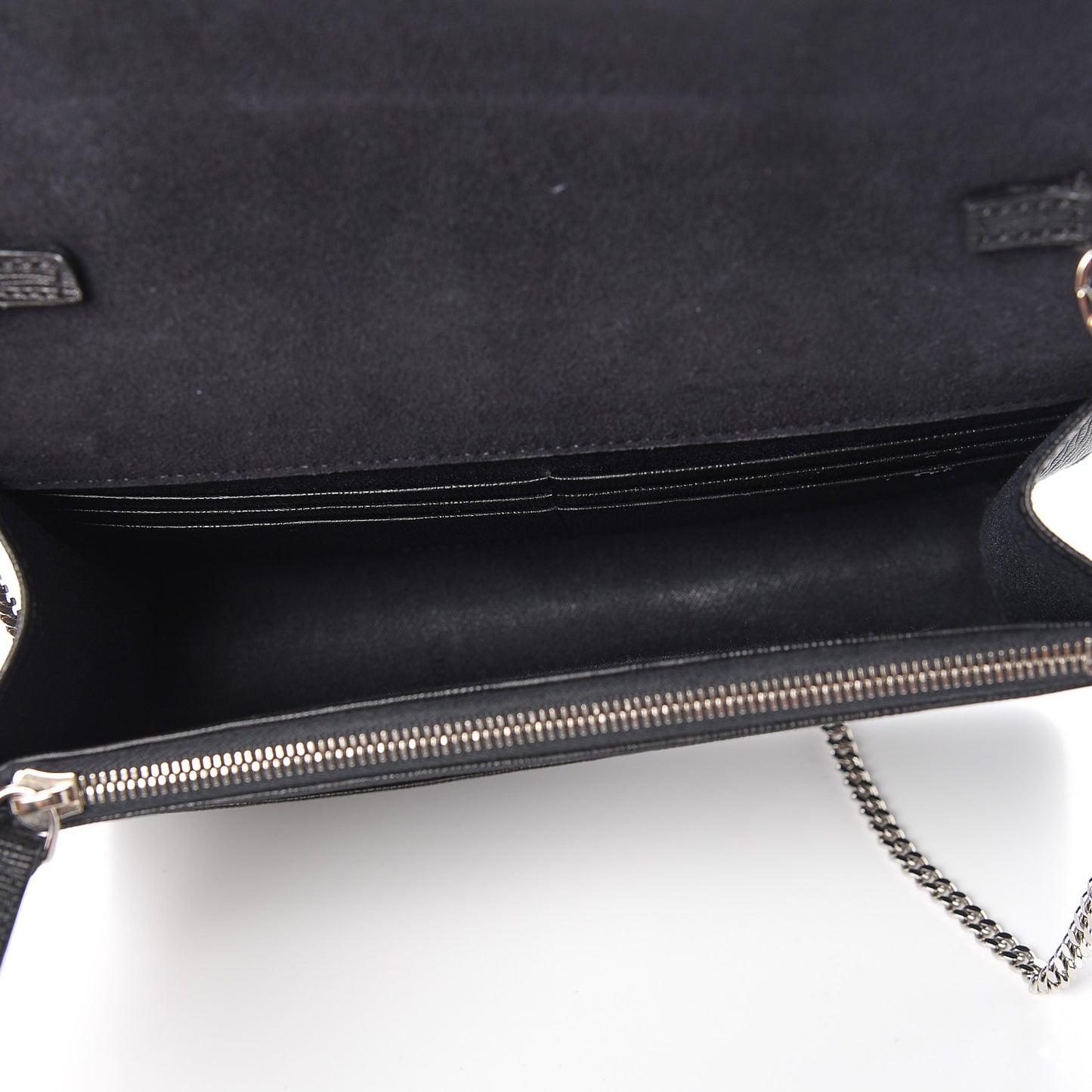 Vitello Elite Mink Fur Studded Karlito Tube Wallet on Chain Black