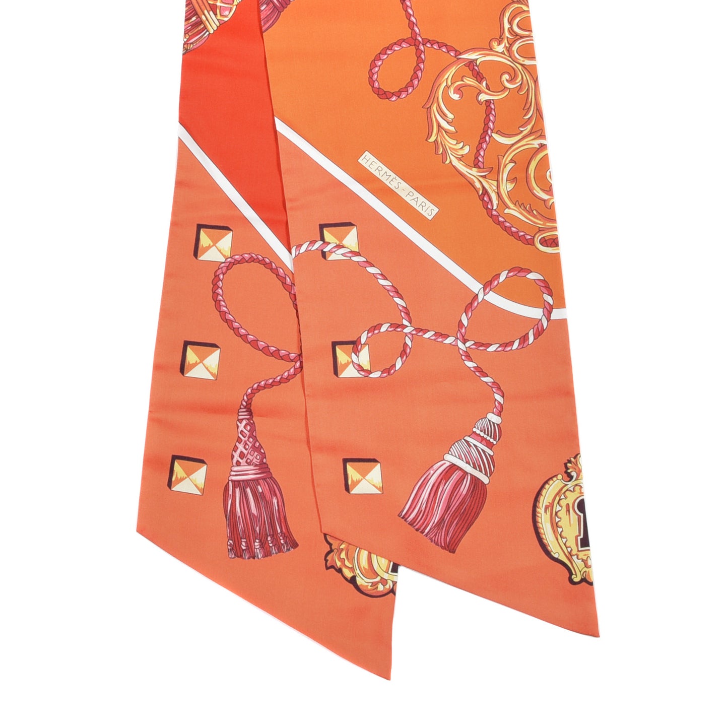 Silk Les Cles Maxi Twilly Cut Corail Orange Rouge