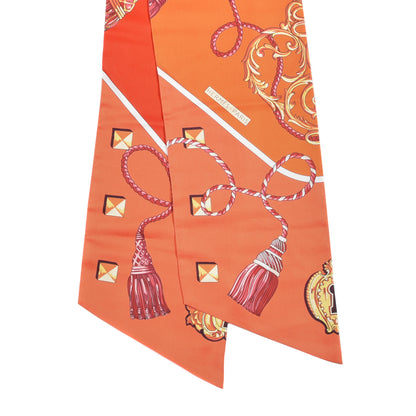 Hermes Silk Les Cles Maxi Twilly Cut Corail Orange Rouge 2 of 4