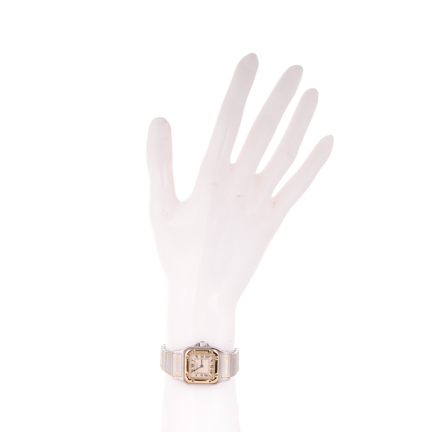 Cartier Stainless Steel 18K Yellow Gold 24mm Santos De Cartier Galbee Quartz Watch 2 of 8