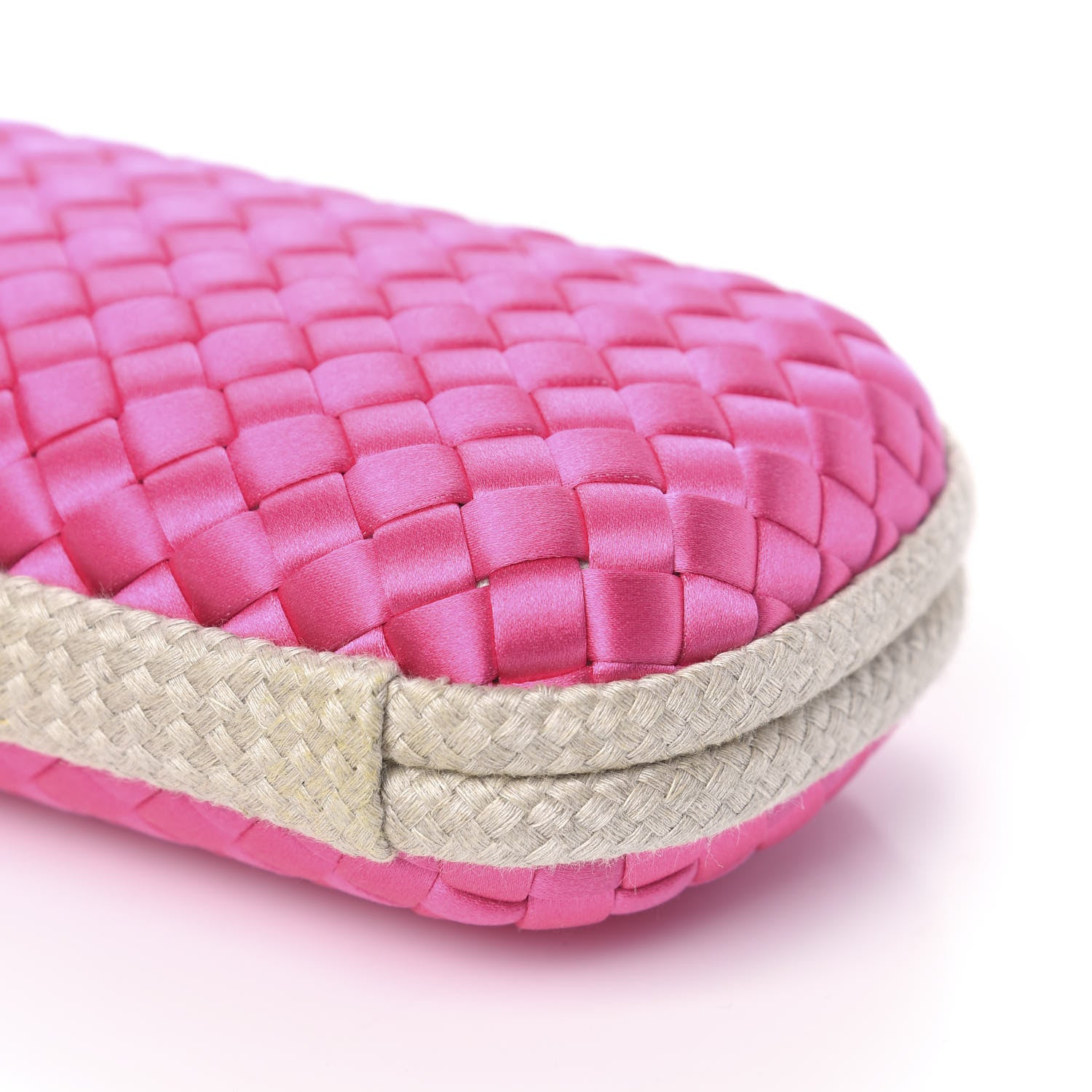 Bottega Veneta Satin Intreccio Impero Knot Clutch Rosa Shock 7 of 9