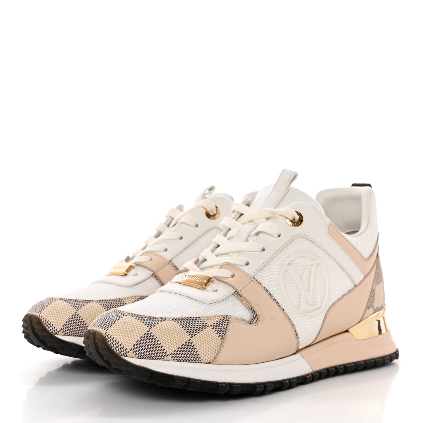 Calfskin Damier Azur Run Away Sneakers 38 White