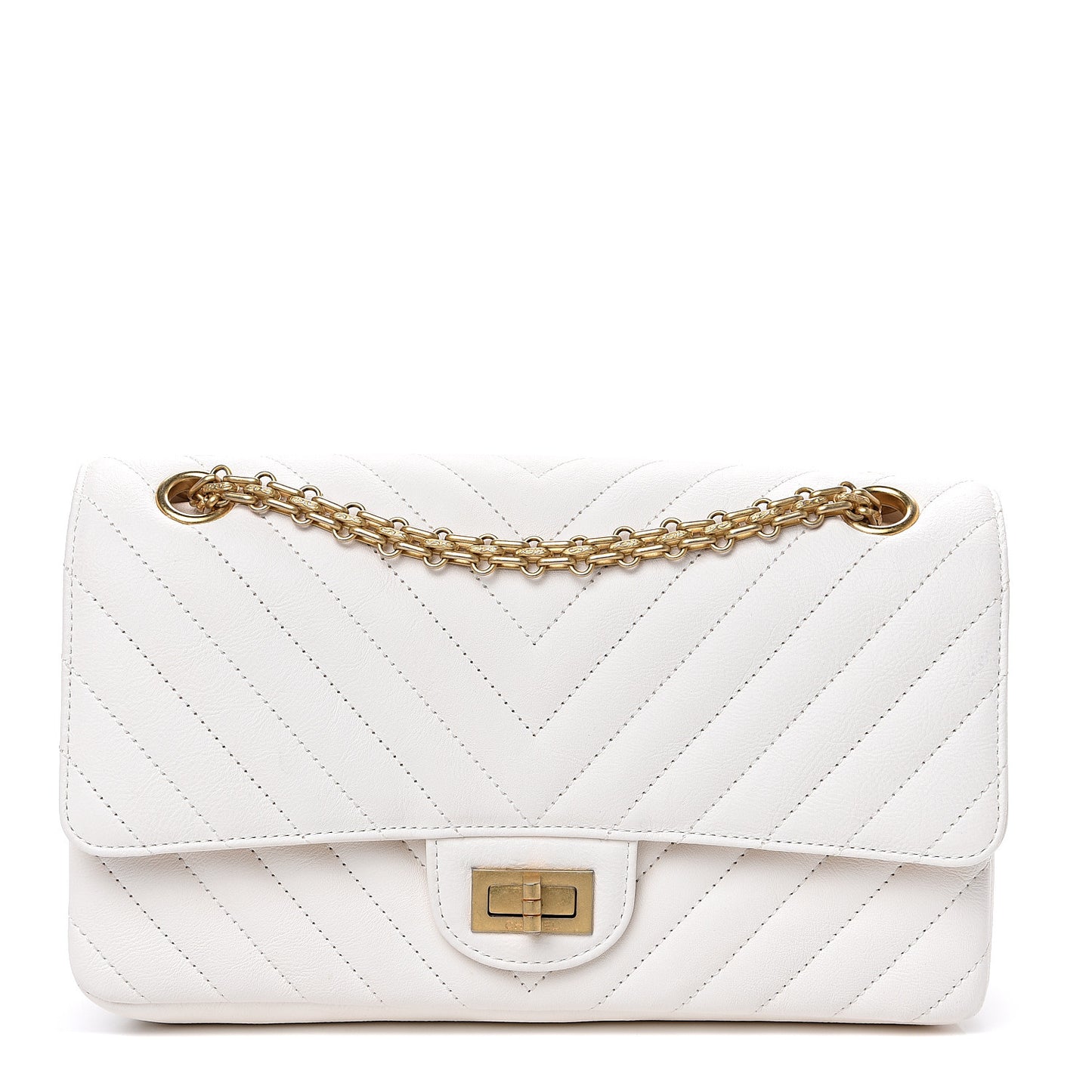 Aged Calfskin Chevron Quilted 2.55 Reissue 225 Flap White