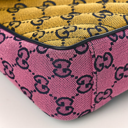 Gucci Monogram Multicolor Matelasse Diagonal Small GG Marmont Shoulder Bag Green Blue Yellow Light Blue Pink 8 of 9