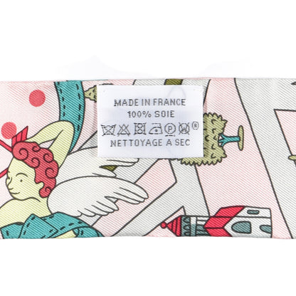 Hermes Silk Les Nouveaux Amoureux de Paris Twilly Rose Pale Vert Rose 4 of 4