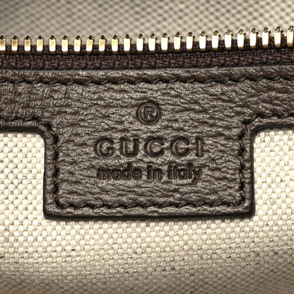 Gucci Monogram Jumbo GG Textured Dollar Calfskin Web Wristlet Messenger Bag Camel Ebony New Acero 6 of 11