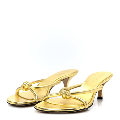 Bottega Veneta Metallic Nappa Blink Knot Mule Sandals 37.5 Gold 4 of 10