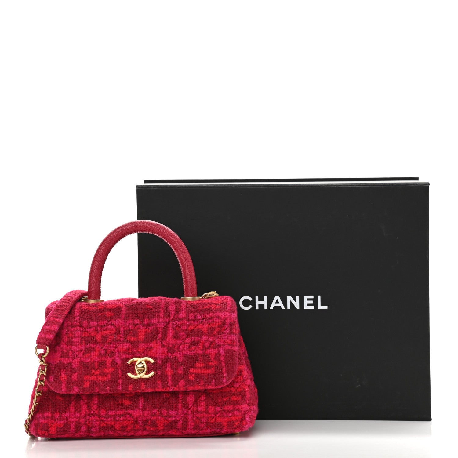 Chanel Tweed Mini Coco Handle Flap Fuchsia 13 of 13