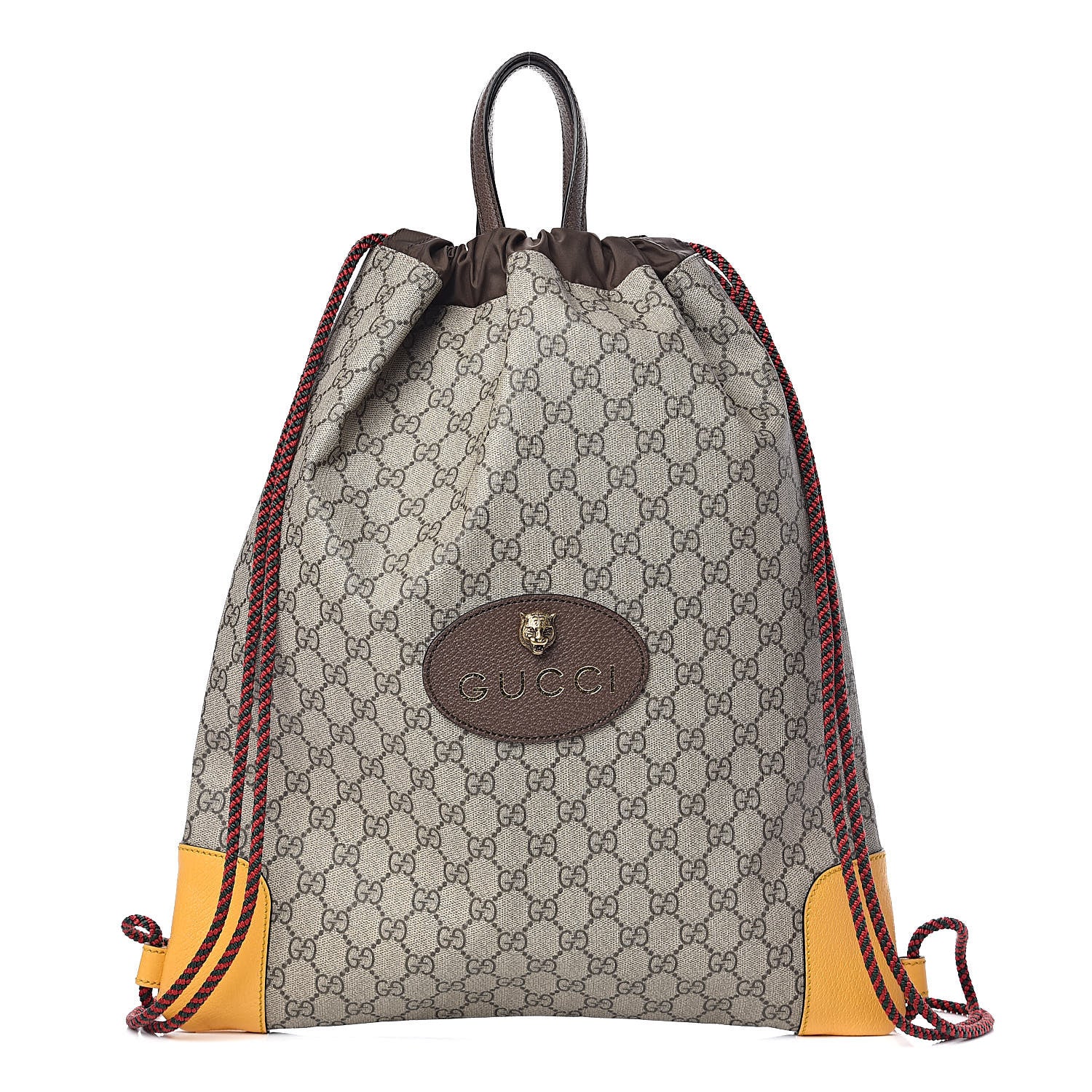 Gucci GG Supreme Monogram Neo Vintage Drawstring Backpack Beige New Acero Crop 1 of 10
