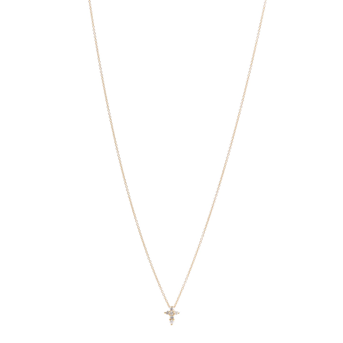 18K Yellow Gold Diamond Tiny Treasures Baby Cross Pendant Necklace