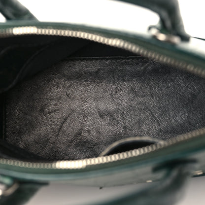 Balenciaga Calfskin Logo Crocodile Embossed XXS Ville Top Handle Bag Dark Green White 5 of 9