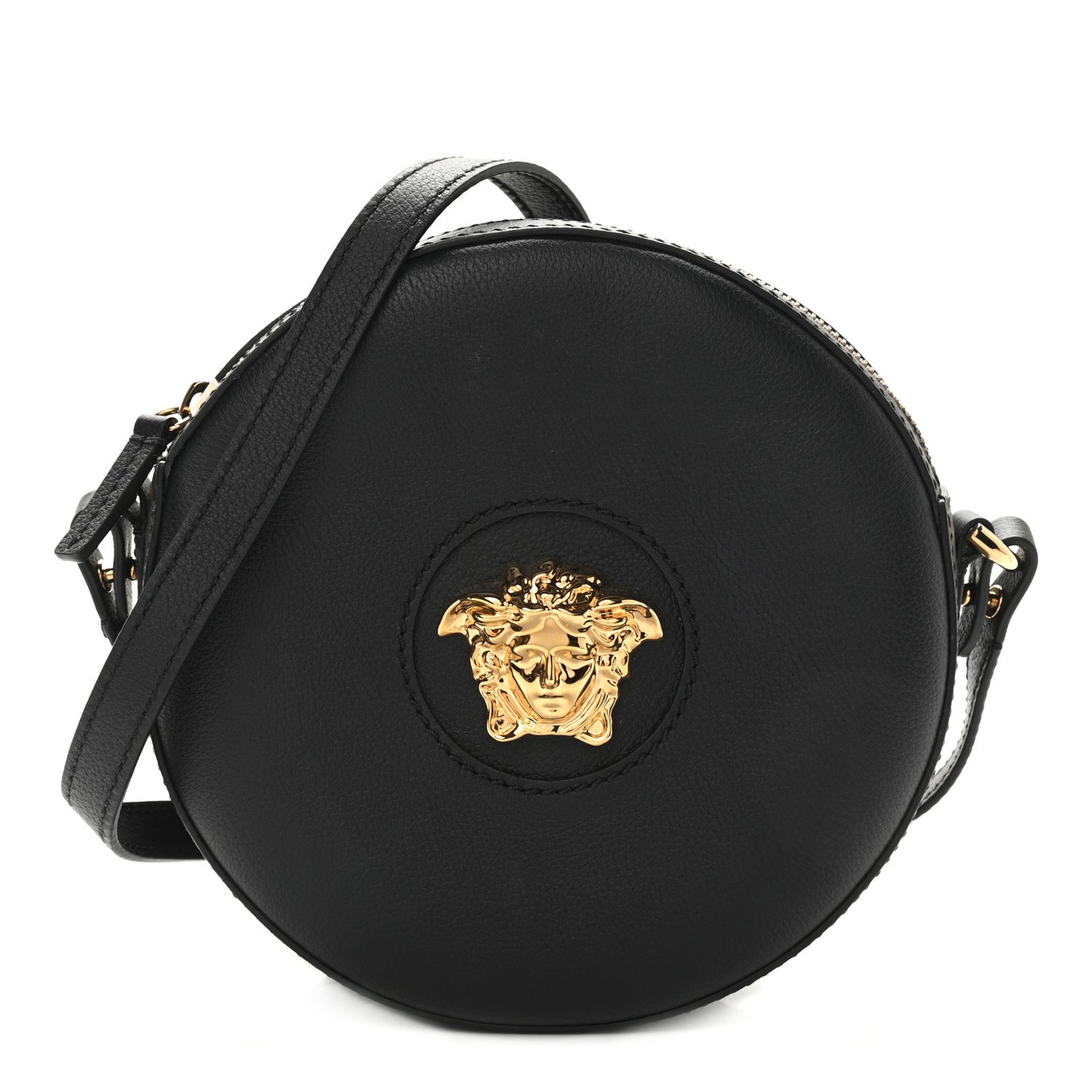 Calfskin La Medusa Round Camera Bag Black