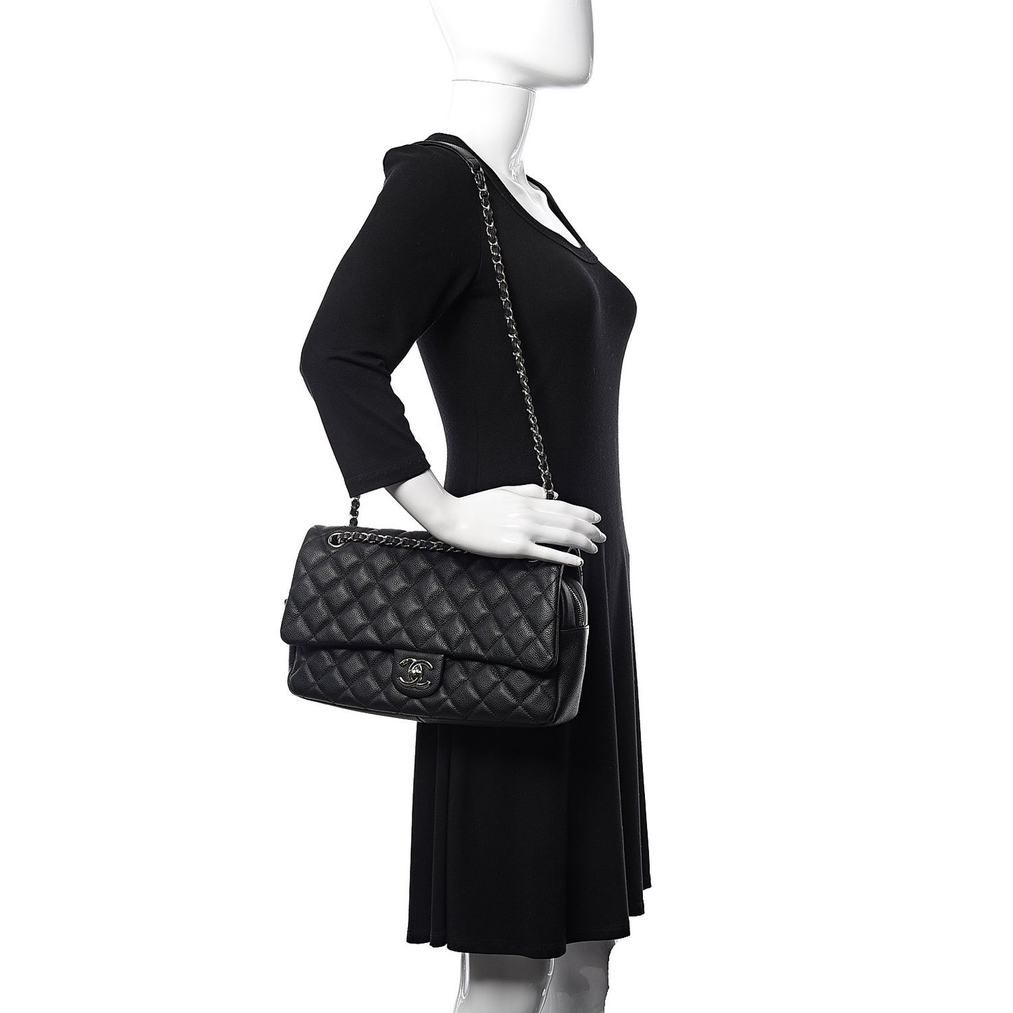 Caviar Quilted Jumbo Easy Flap Black