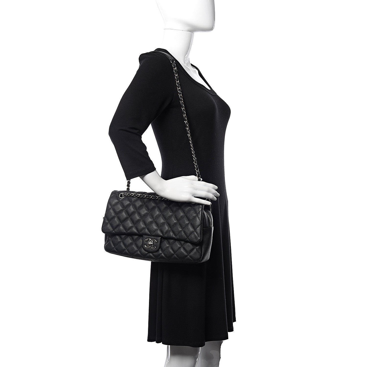 Chanel Caviar Quilted Jumbo Easy Flap Black 2 of 11