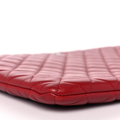 Chanel Lambskin Quilted Large Cosmetic Case Red 8 of 9