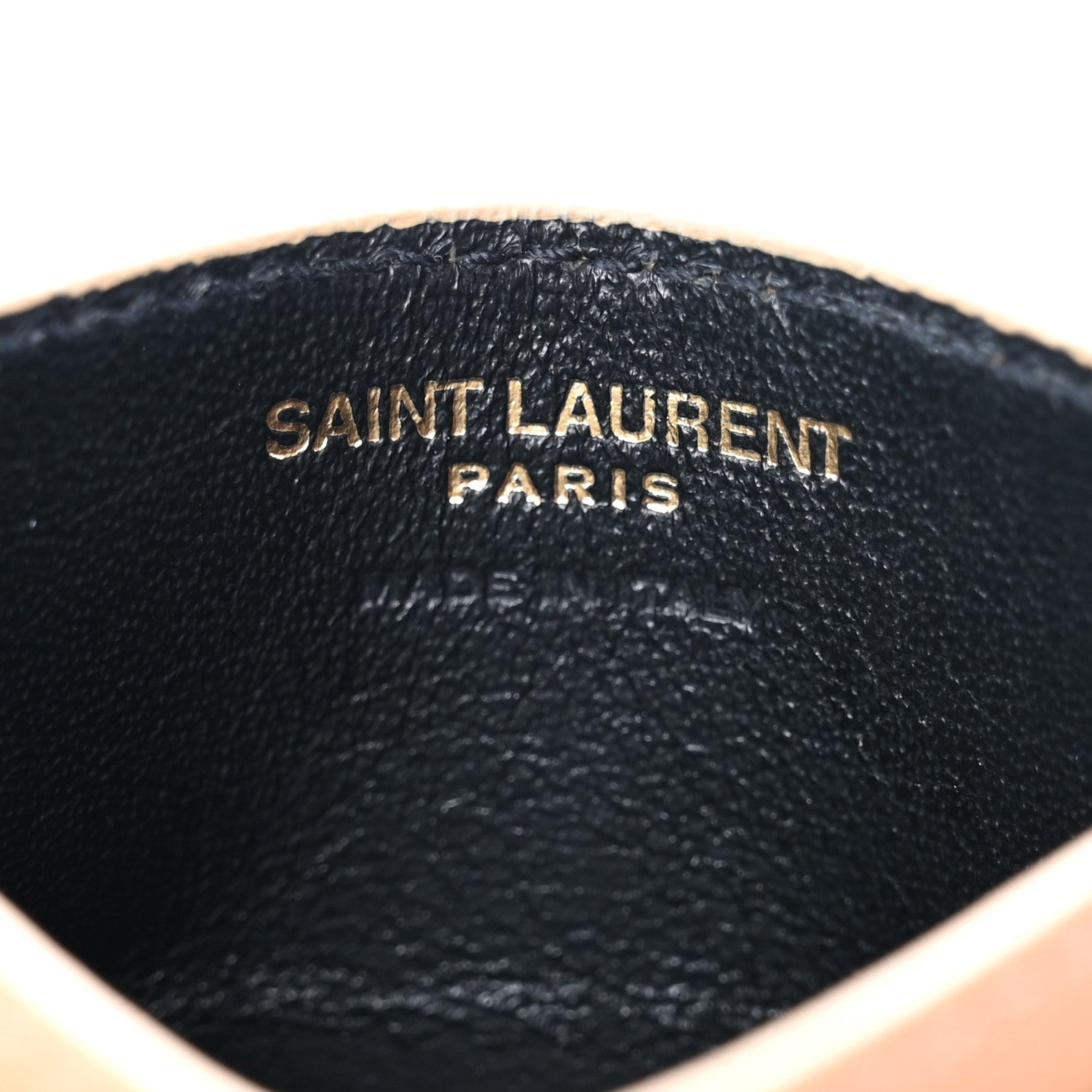Saint Laurent Grain De Poudre Matelasse Chevron Monogram Credit Card Case Dark Beige 6 of 7