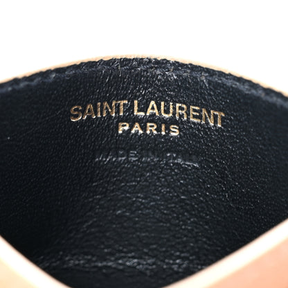Saint Laurent Grain De Poudre Matelasse Chevron Monogram Credit Card Case Dark Beige 6 of 7