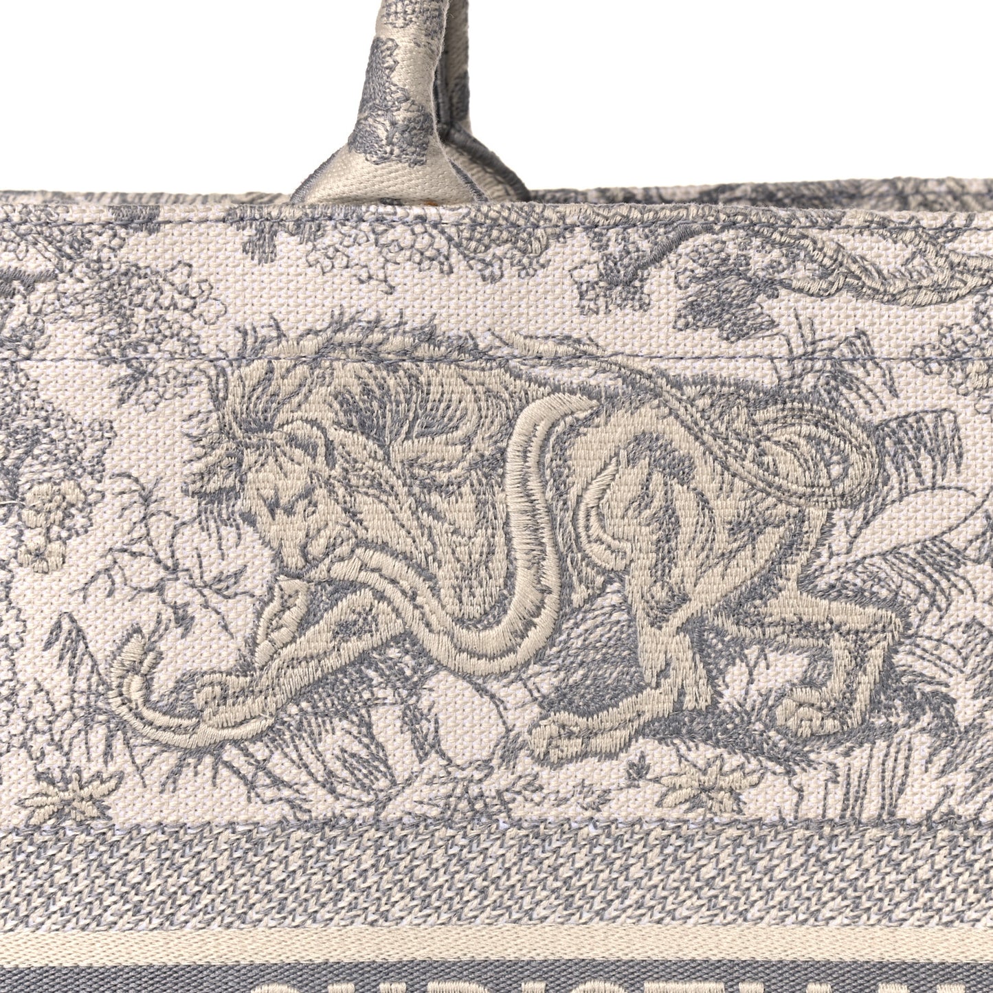 Canvas Embroidered Large Dioriviera Toile De Jouy Book Tote Gray