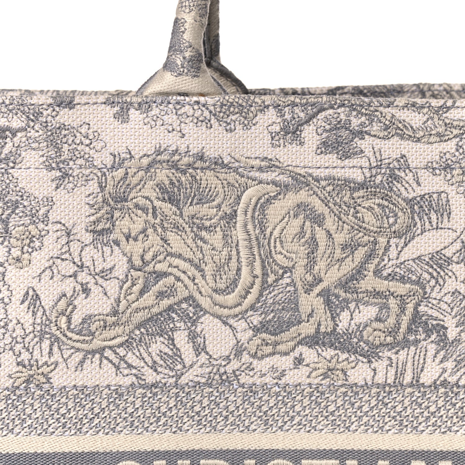 Christian Dior Canvas Embroidered Large Dioriviera Toile De Jouy Book Tote Gray 14 of 14