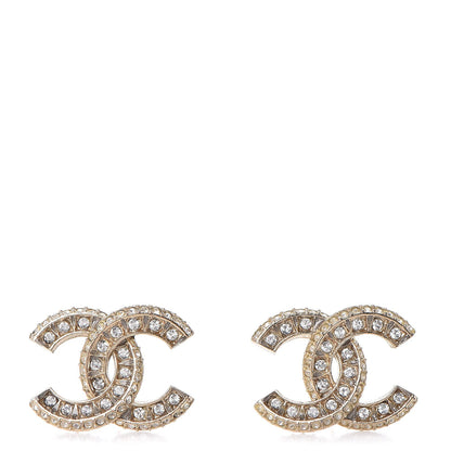 Chanel Crystal CC Earrings Gold 1 of 4