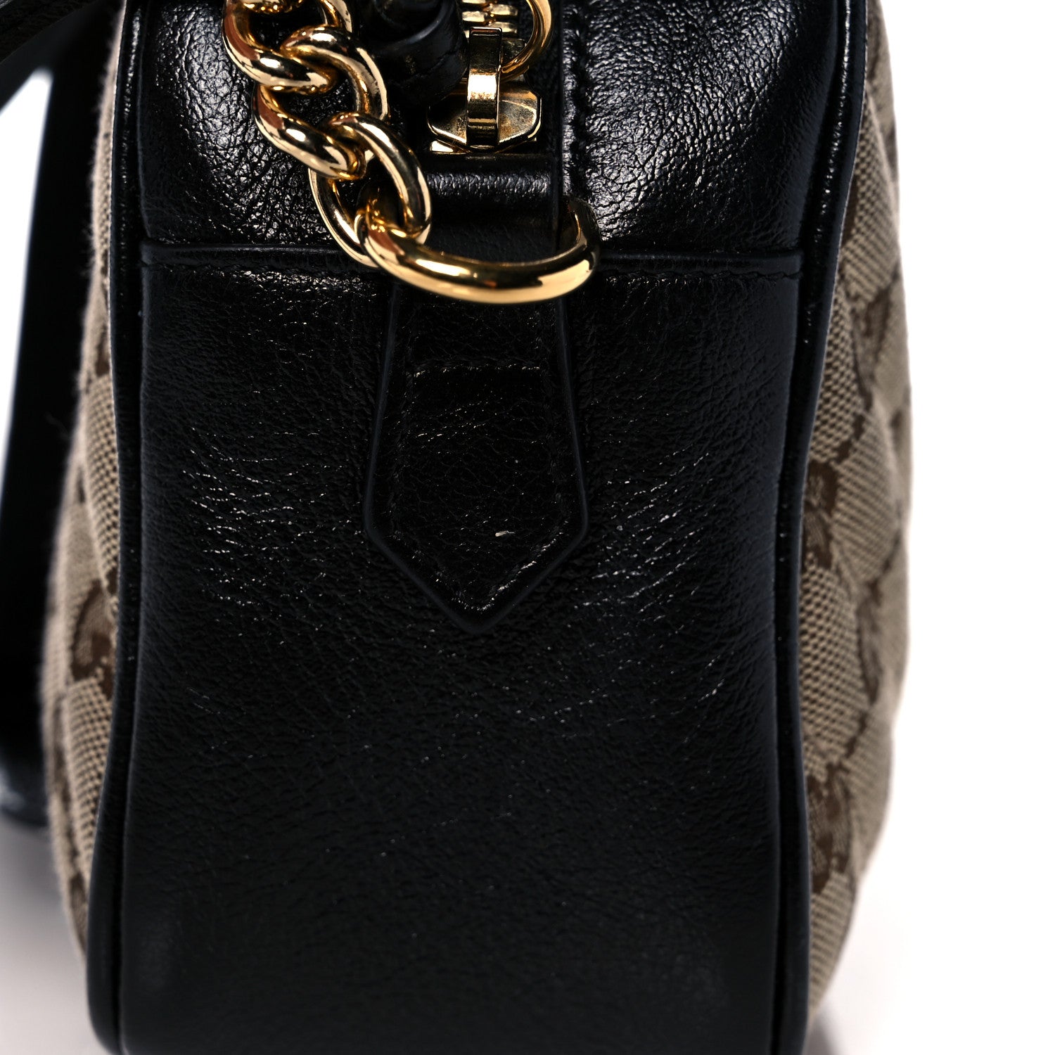 Gucci Monogram Matelasse Diagonal Small GG Marmont Chain Shoulder Bag Beige Black 14 of 15