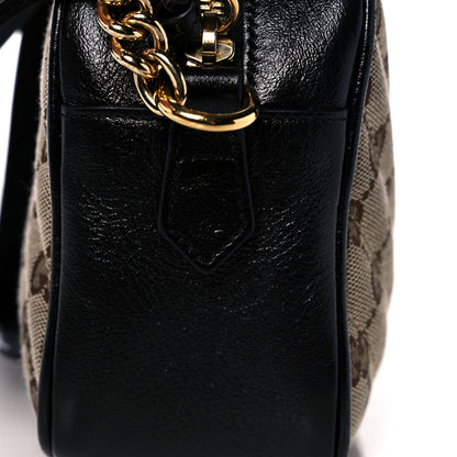 Gucci Monogram Matelasse Diagonal Small GG Marmont Chain Shoulder Bag Beige Black 14 of 15