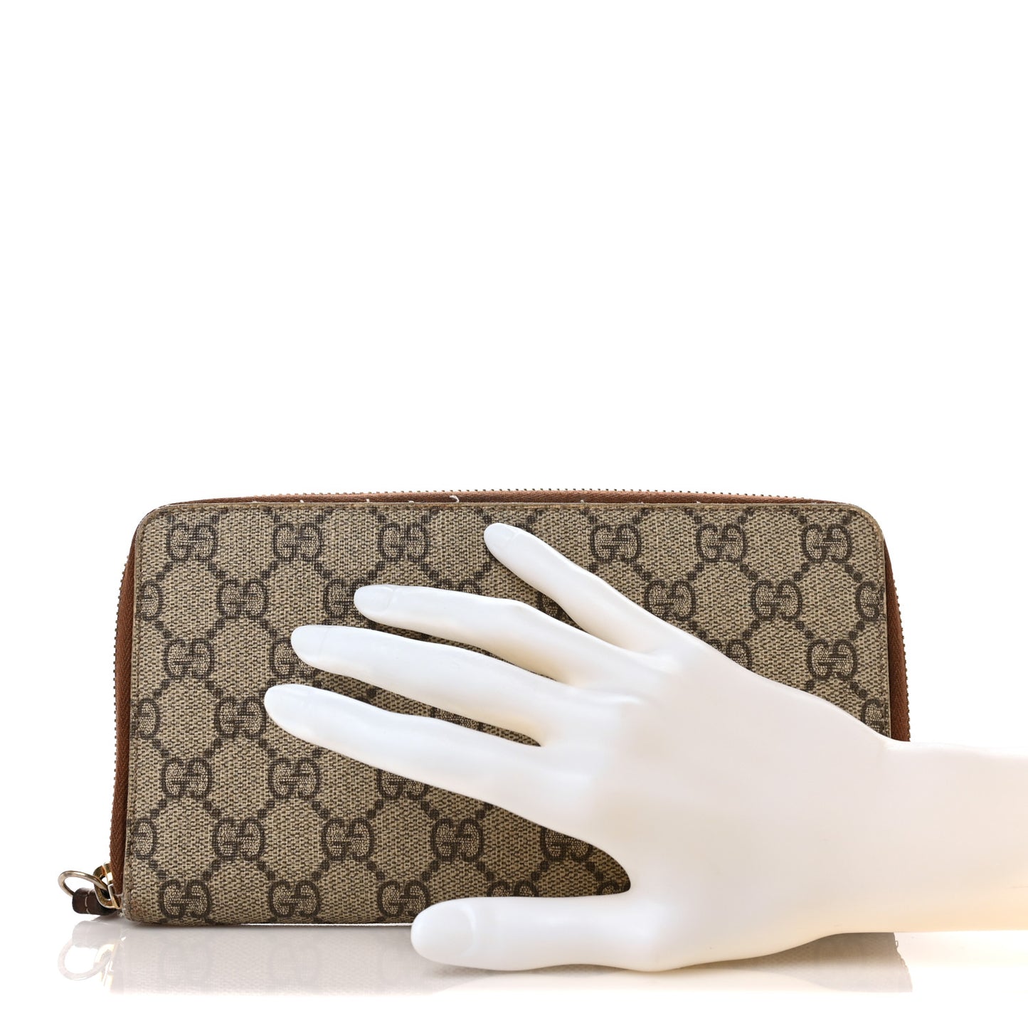 GG Supreme Monogram Cuoio Toscano Zip Around Organizer Wallet Beige Ebony Cuir