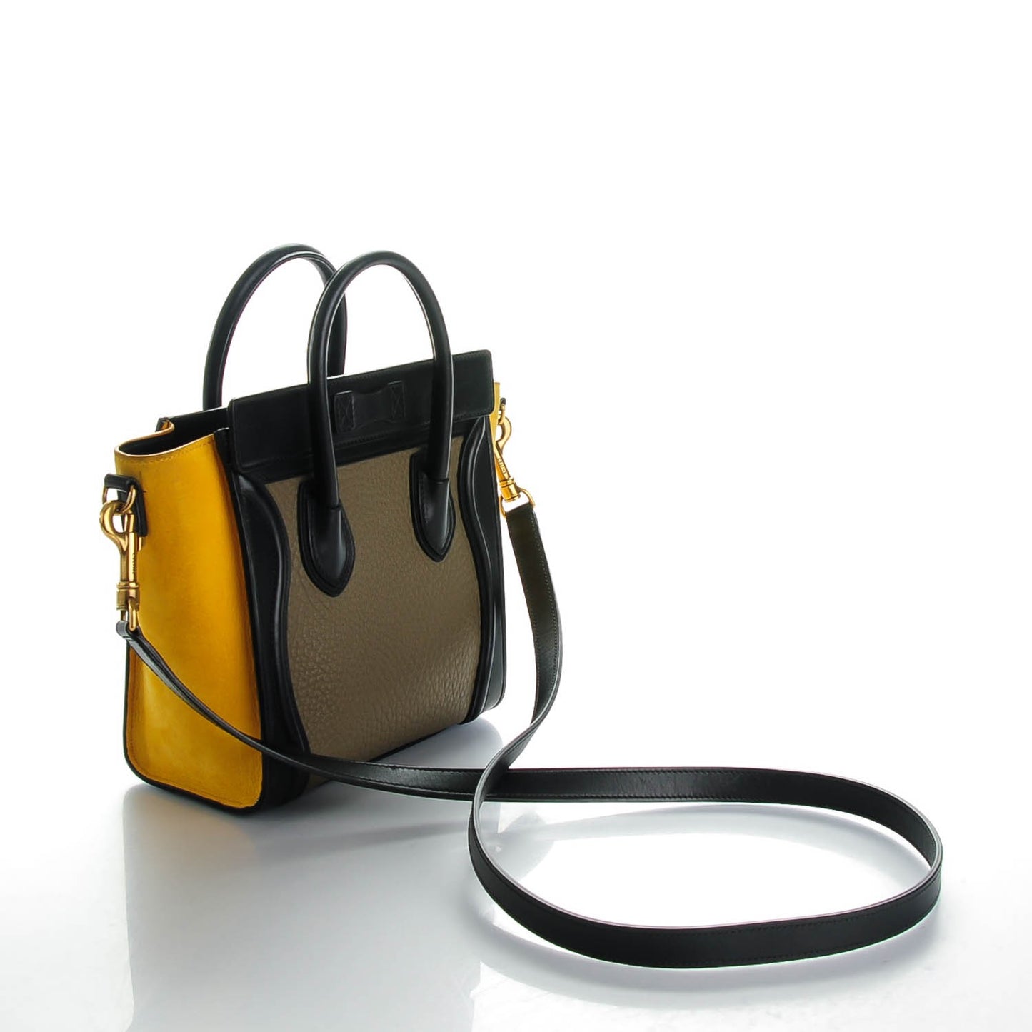 Bullhide Calfskin Suede Nano Tri-Color Luggage Amber