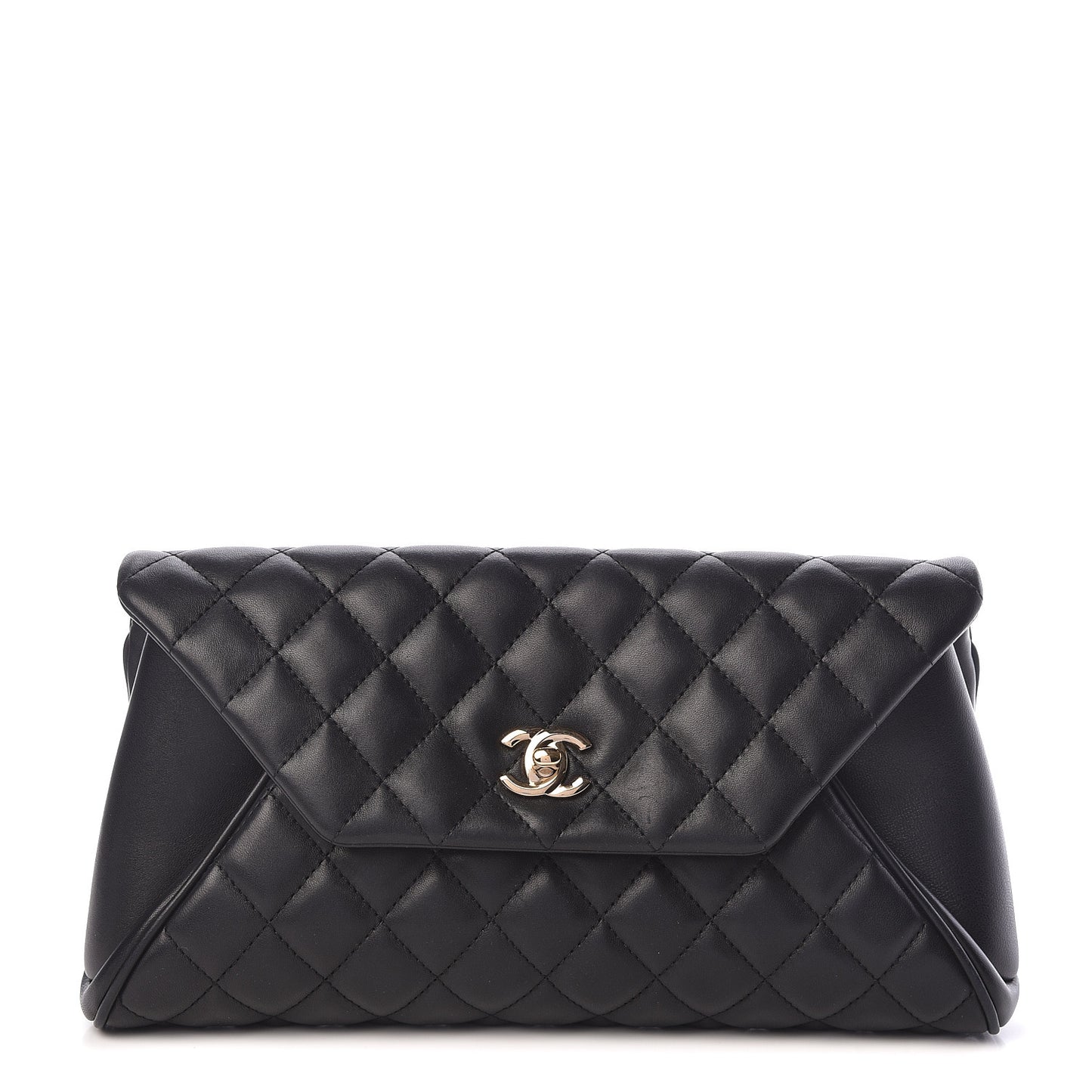 Lambskin Quilted Fold Up Again Clutch Black