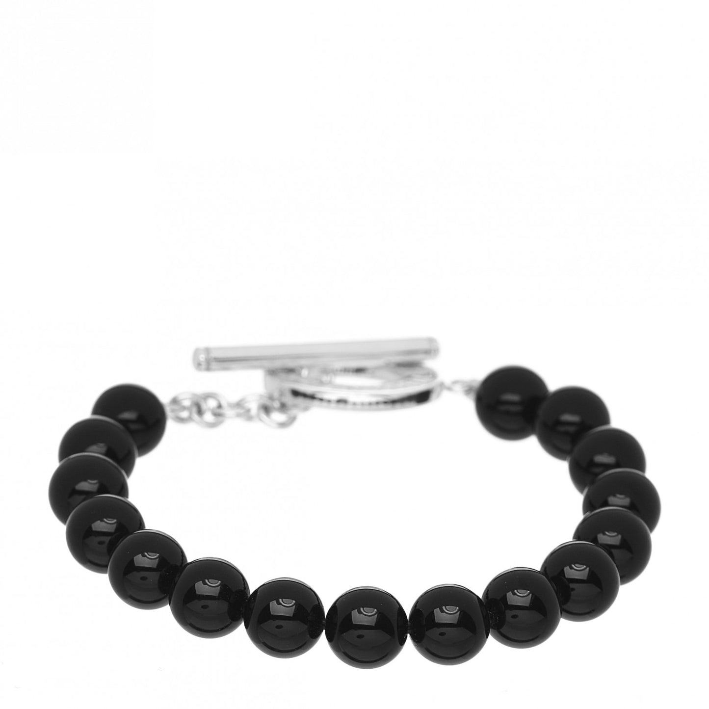 Sterling Silver Black Onyx Bead Toggle Bracelet