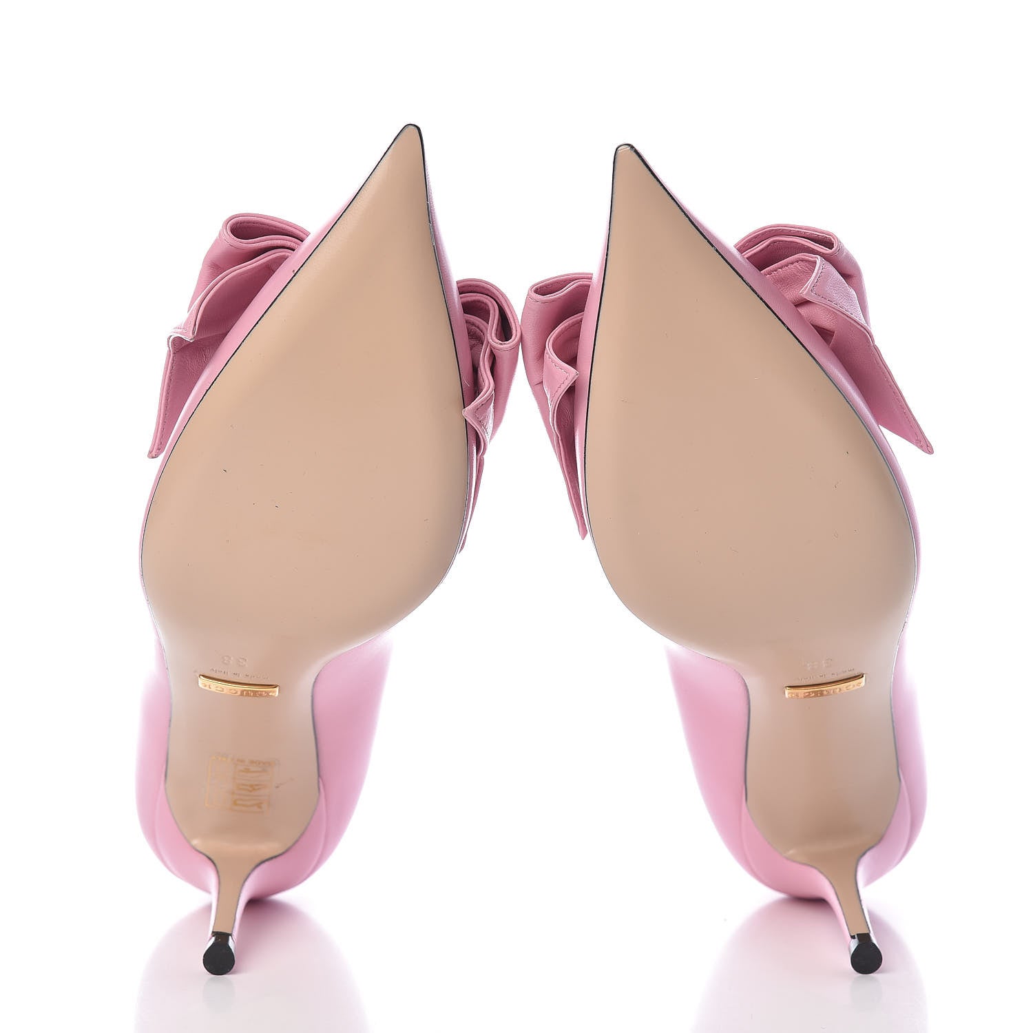 Gucci Nappa Queen Margaret Bow Mid Heel Pumps 38 Sugar Pink 5 of 11