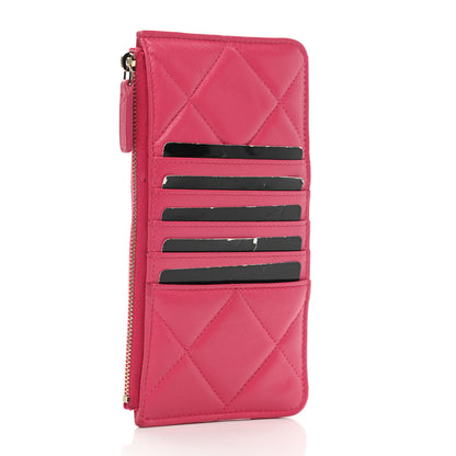 Chanel Shiny Goatskin Quilted Chanel 19 Flat Wallet Pouch Dark Pink 3 of 7