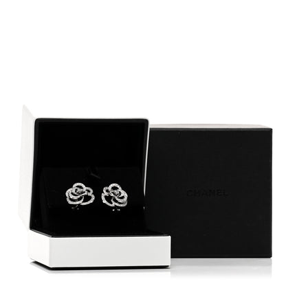 Chanel 18K White Gold Diamond Fil De Camelia Earrings 5 of 5