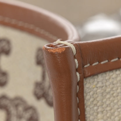 Celine Canvas Calfskin Triomphe Embroidered Horizontal Cabas Tan 12 of 12
